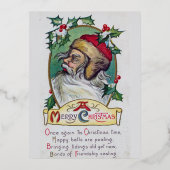 Vintager Gnome Weihnachten Folien Feiertagspostkarte (Vorderseite)