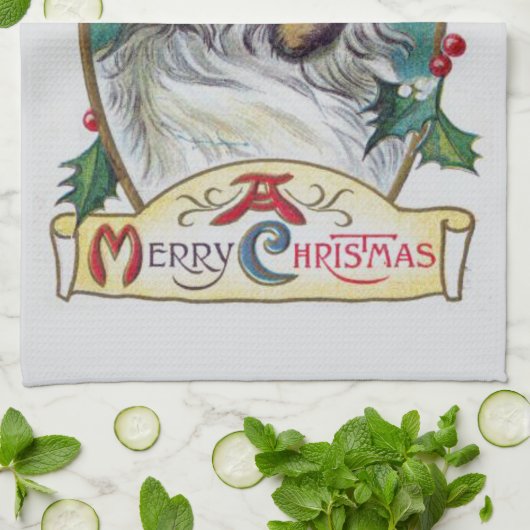 Vintager Gnome Weihnachten Geschirrtuch (Gefaltet)