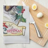 Vintager Gnome Weihnachten Geschirrtuch (Viertel Falte)