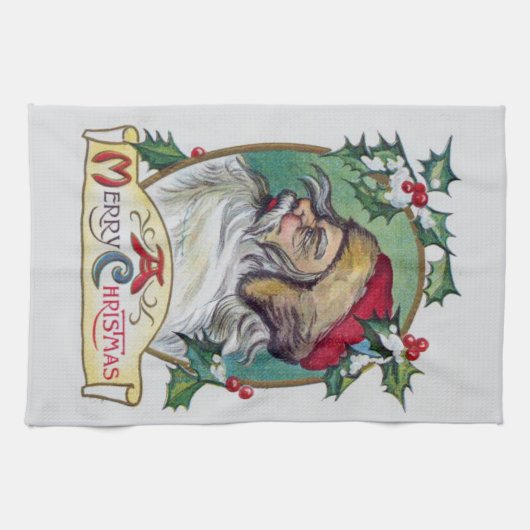 Vintager Gnome Weihnachten Geschirrtuch (Horizontal)