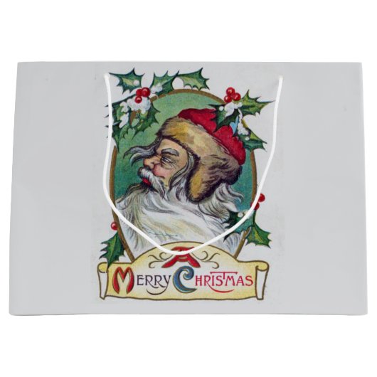 Vintager Gnome Weihnachten Große Geschenktüte (Vorderseite)