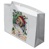 Vintager Gnome Weihnachten Große Geschenktüte (Rückseite Schrägansicht)