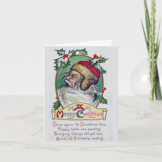 Vintager Gnome Weihnachten Karte (Vorderseite)