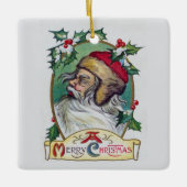 Vintager Gnome Weihnachten Keramikornament (Vorderseite)