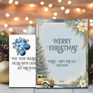 Vintager Gold Car Weihnachtsbaum Gold Glitzer Postkarte