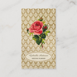 Vintager Gold Damask Rose Event Plane Visitenkarte