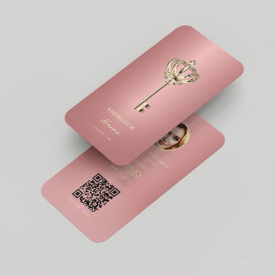 Vintager Gold Key Real Anwesen Agent QR Visitenkarte