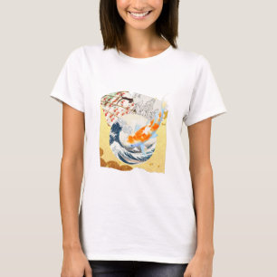 Vintager Gold Koi Teich japanischer Kultur Frauen T-Shirt
