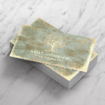 Vintager Gold Tree Yoga Instructor Wellness Wellne Visitenkarte<br><div class="desc">Yoga Instructor Vintage Gold Tree Business Cards.</div>
