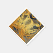 Vintager Goldblauer Tintenfisch an der Küste Serviette (Ecke)