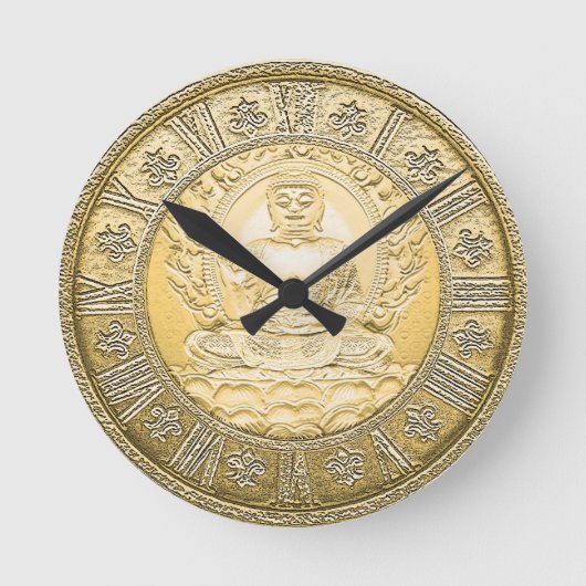 Vintager Goldblick Buddhas Runde Wanduhr (Vorderseite)