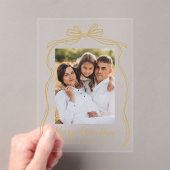 Vintager Goldbow Frohe Weihnachts-Foto Acryleinladungen (Insitu (Handheld))