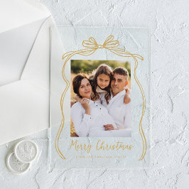 Vintager Goldbow Frohe Weihnachts-Foto Acryleinladungen