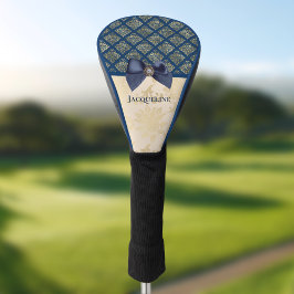 Vintager Golddamasensucher der Navy mit Bow und Na Golf Headcover