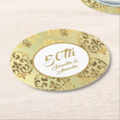 Vintager Golddamast 50 Jahre Runder Pappuntersetzer (Angewinkelt)