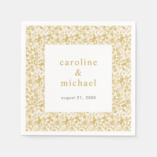 Vintager Golden Ditzy Blumencocktail Serviette (Vorderseite)