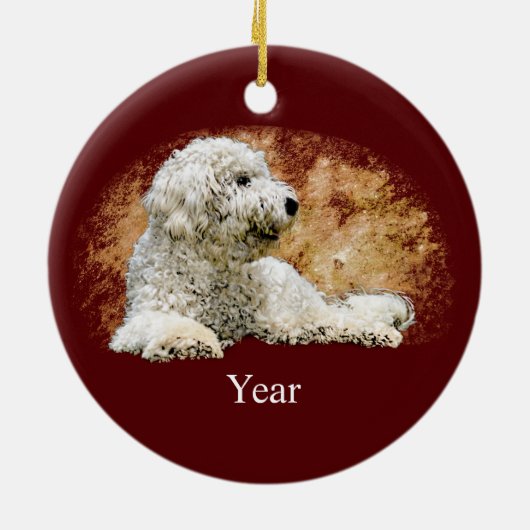 Vintager Goldendoodle Keramik Ornament (Hinten)