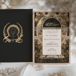Vintager Goldener Baum der islamischen Hochzeit Folieneinladung<br><div class="desc">Genießen Sie die Eleganz und Tradition Ihres besonderen Tages mit unserem Vintagen Golden Tree of Life Islamic Wedding Einladung. Dieses exquisite Design besticht durch eine luxuriöse Farbpalette aus Schwarz, Gold und Creme, die mit aufwändigen Jugendstil-inspirierten Elementen aufwartet. Die Vorderseite zeigt ein goldenes Baumemblem, das Wachstum und Einheit symbolisiert, das Set...</div>