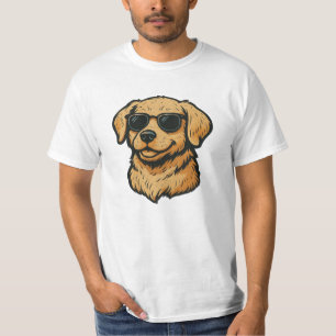Vintager Goldener Retriever mit Sonnenbrille T-Shirt