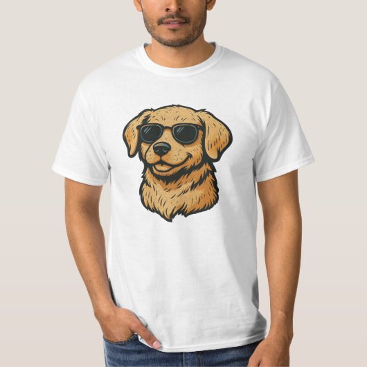 Vintager Goldener Retriever mit Sonnenbrille T-Shirt (Vorderseite)