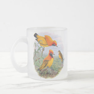 Vintager Goldener Vogel aus Paradies, Mattierte Ta Mattglastasse