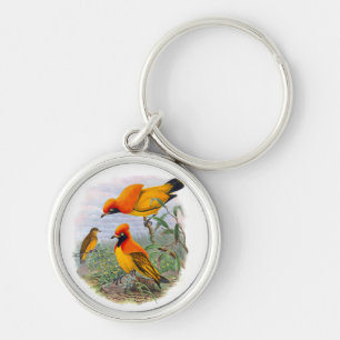 Vintager Goldener Vogel im Paradies Rund um den Sc Schlüsselanhänger