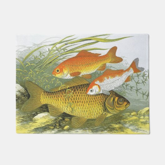 Vintager Goldfish Koi Fisch, Meeresaquatische See Fußmatte (Vorderseite)