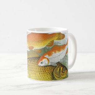 Vintager Goldfish Koi Fisch, Meeresaquatische See  Kaffeetasse