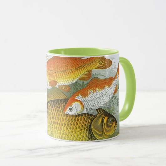 Vintager Goldfish Koi Fisch, Meeresaquatische See  Tasse (VorderseiteRechts)