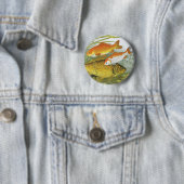 Vintager Goldfish-Koi-Fisch, Meeresleben Button (Beispiel)