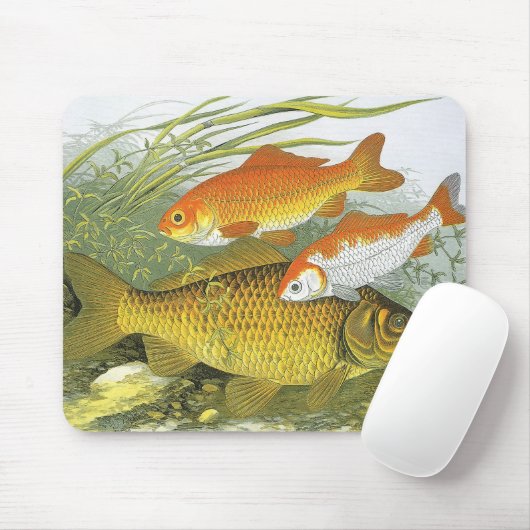 Vintager Goldfish-Koi-Fisch, Meeresleben Mousepad (Mit Mouse)