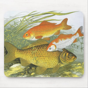 Vintager Goldfish-Koi-Fisch, Meeresleben Mousepad