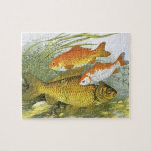 Vintager Goldfish-Koi-Fisch, Meeresleben Puzzle