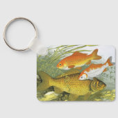 Vintager Goldfish-Koi-Fisch, Meeresleben Schlüsselanhänger (Rückseite)