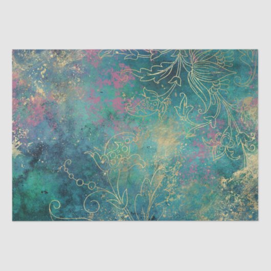 Vintager Goldflorengatter Seidenpapier (Vorderseite)