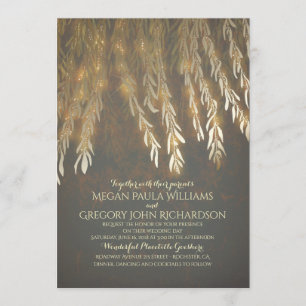 Vintager Goldfoileffekt Willow Tree Hochzeit Einladung