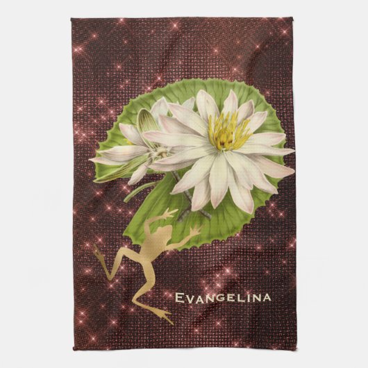 Vintager Goldfrosch Lily Pad  Geschirrtuch (Vertikal)