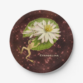 Vintager Goldfrosch Lily Pad Pappteller