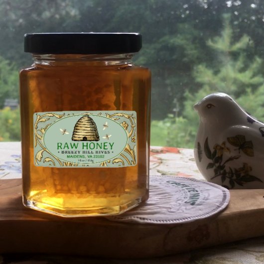 Vintager Goldkep mit Honigbienen-Rectangle Honey