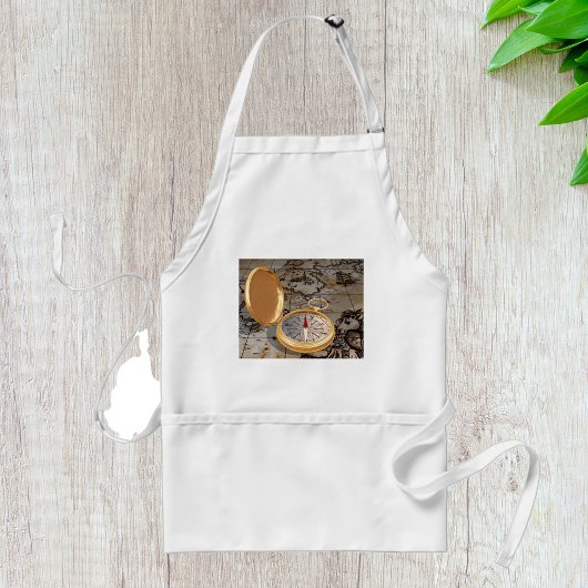 Vintager Goldkompass auf antiker Piratenkarte Schürze