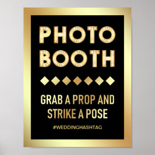 Vintager Goldmarquee Letters Wedding Foto Booth Poster
