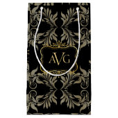 Vintager Goldrahmen aus Black Damask Kleine Geschenktüte (Vorderseite)