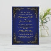 Vintager Goldrahmen Royal Blue Islamic Wedding Einladung (Stehend Vorderseite)