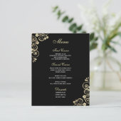 Vintager Goldrausch auf Black Budget Wedding Menu (Stehend Vorderseite)