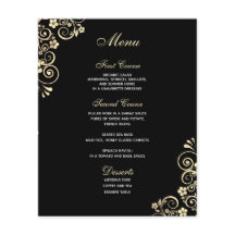 Vintager Goldrausch auf Black Budget Wedding Menu