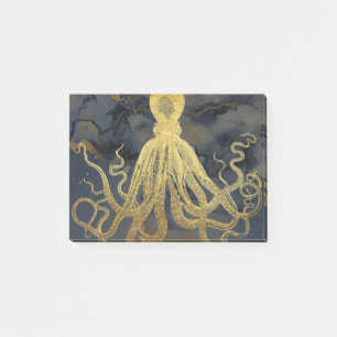 Vintager Goldschwarzer Oktopus Tinte Wasserfarbe Post-it Klebezettel