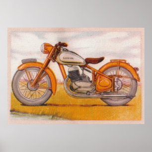 Vintager GoldSocovel Motorrad-Druck Poster