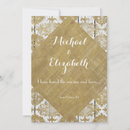 Vintager Goldteufel und Holz mit Bibelverse Einladung