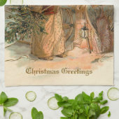 Vintager Goldvater Weihnachten und Engel Geschirrtuch (Gefaltet)