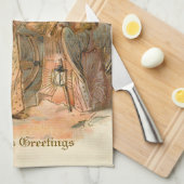 Vintager Goldvater Weihnachten und Engel Geschirrtuch (Viertel Falte)